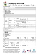Health Facility Registry Data Collection Form for Hospitals and Clinics